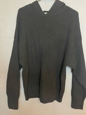NWT Wild Fable Black Ribbed Knit Hooded Sweater Women’s Size M Oversized Hoodie